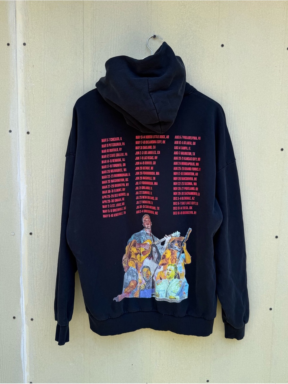 Zach Bryan The Quittin Time Tour 2024 Heavyweight Black Hoodie Size Large Baggy